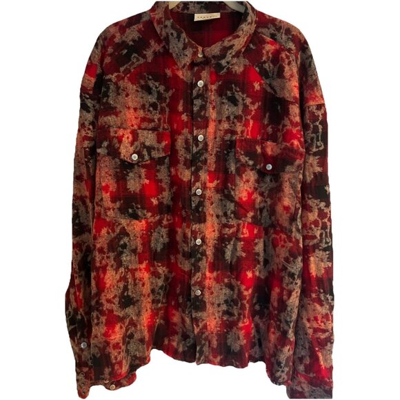 YoungLA Outlaw Flannel Shirt Sample Men's SZ Med Plaid Red/Black Sz XXL - Picture 2 of 12